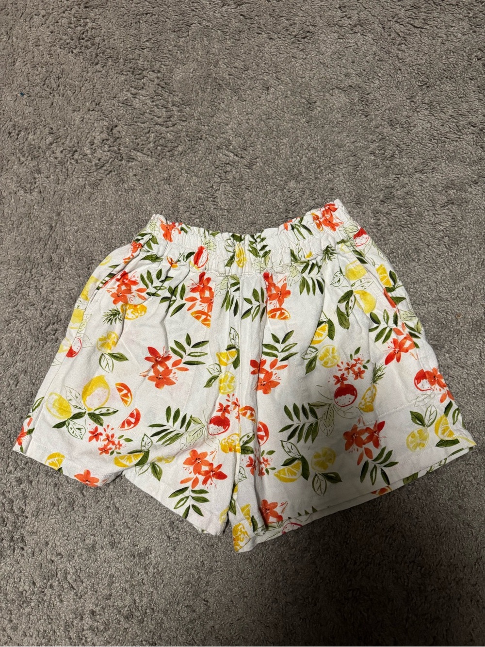 Velvet Heart White High-Rise Citrus & Floral Print Shorts